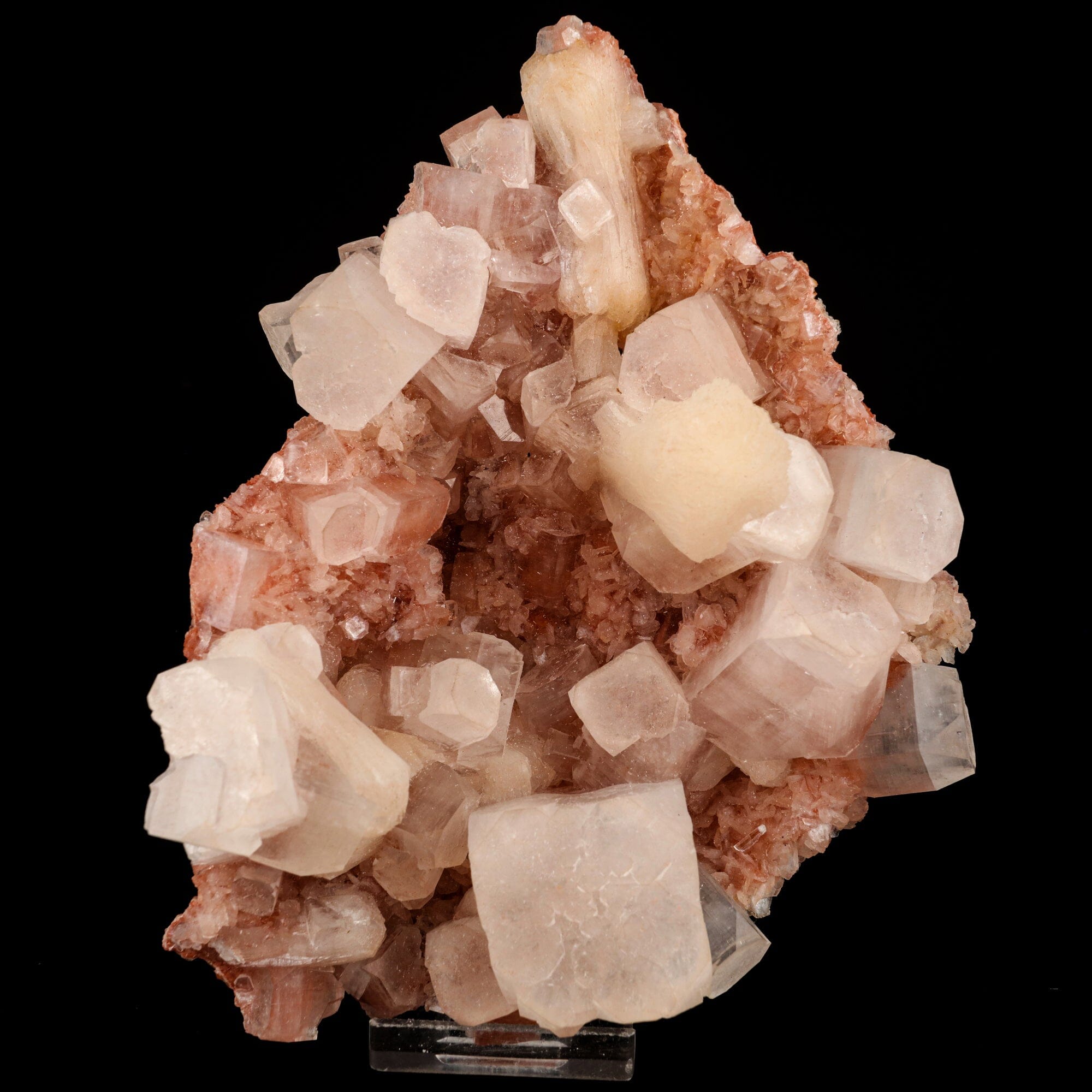 Apophyllite Cube with pink Stilbite Natural Mineral Specimen # B 6572