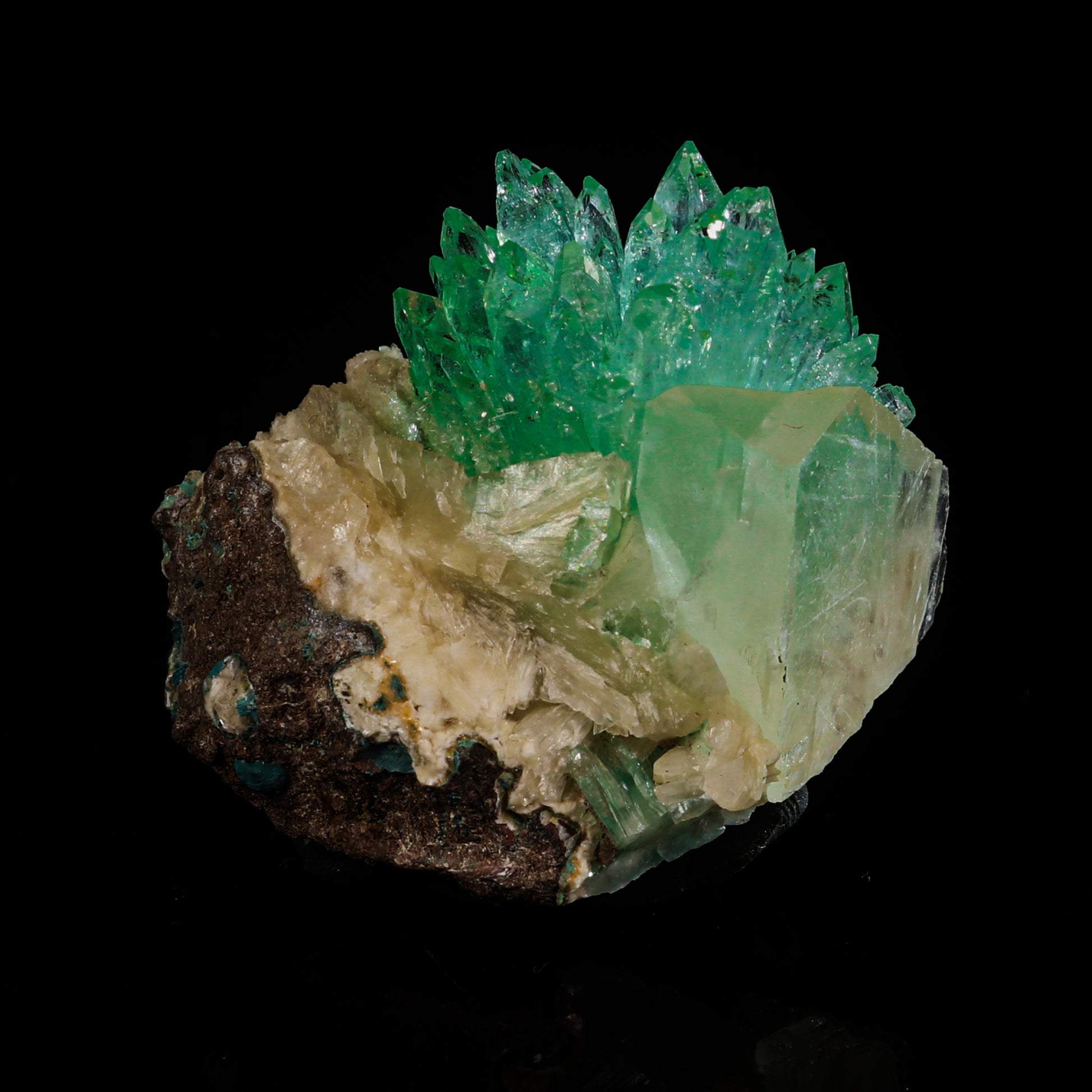 Green Apophyllite with Calcite Natural Mineral Specimen # B 6964