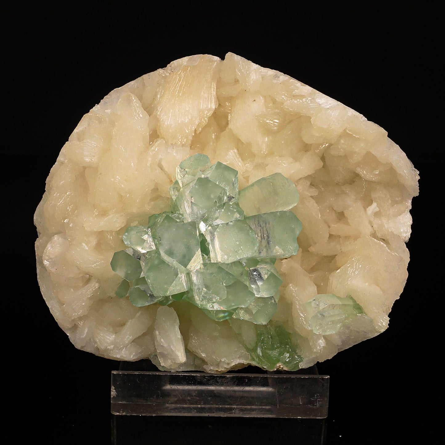 Green Apophyllite Disco Ball with Stilbite Natural Mineral Specimen # B 6819 Apohyllite Superb Minerals 