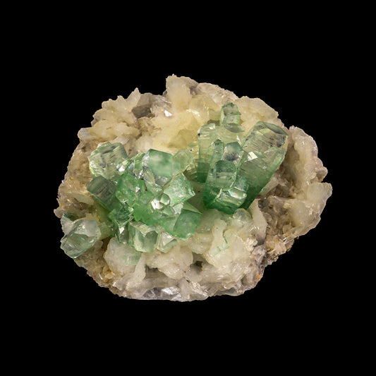 Green Apophyllite Disco Ball with Stilbite Natural Mineral Specimen # B 6832