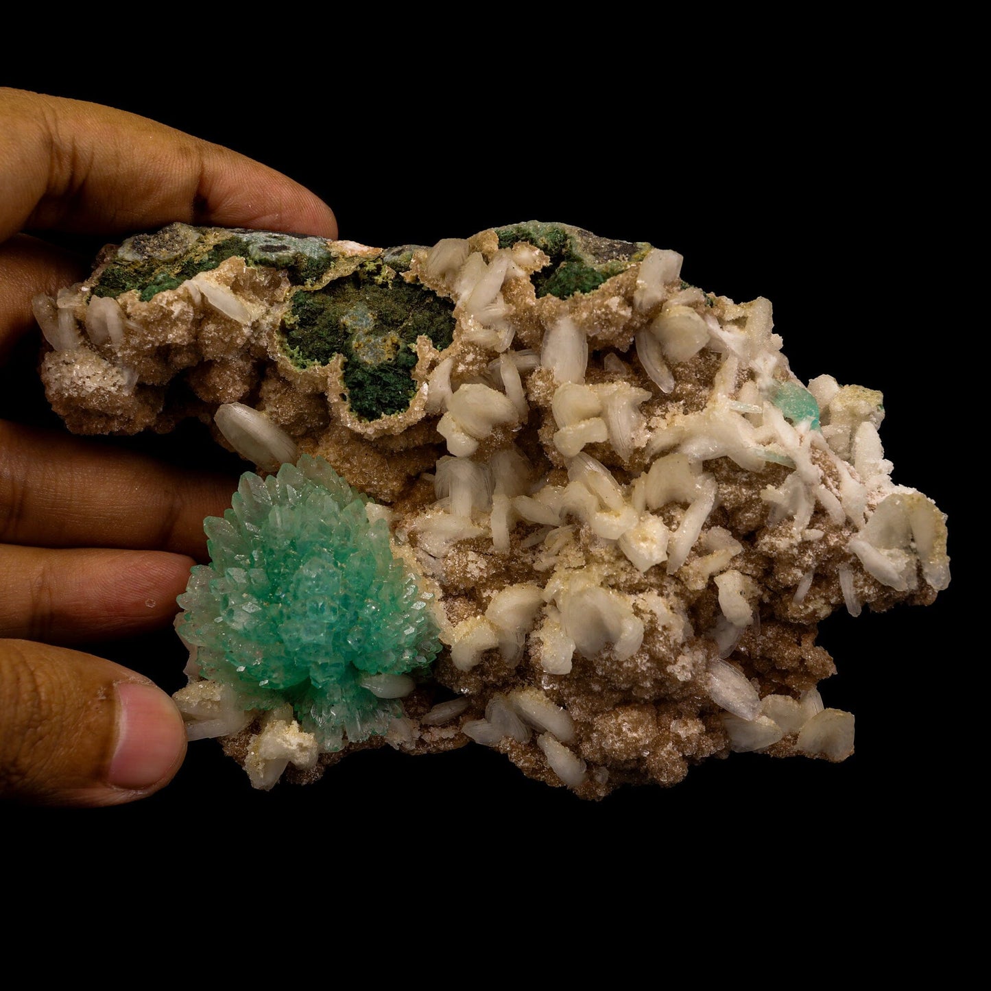 Green Apophyllite With Chalsedony Natural Mineral Specimen # B 6886