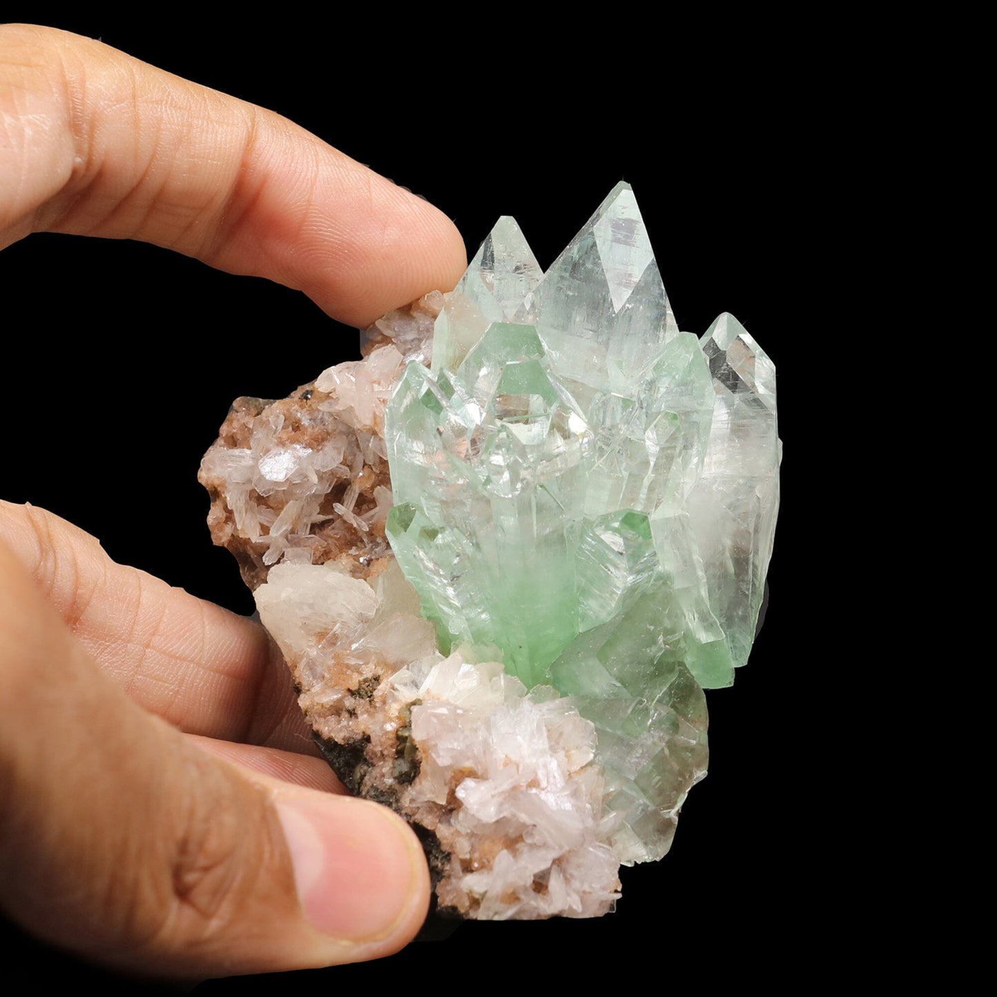 Green Apophyllite with Stilbite Natural Mineral Specimen # B 6870 Apohyllite Superb Minerals 