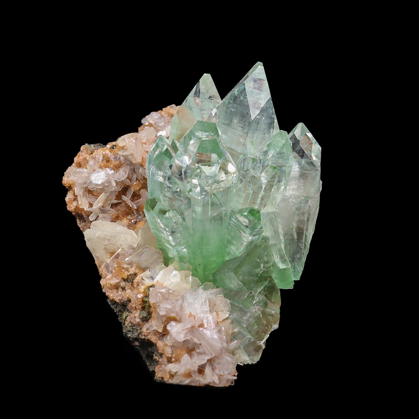 Green Apophyllite with Stilbite Natural Mineral Specimen # B 6870 Apohyllite Superb Minerals 