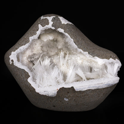 Multiple Scolecite Sprays in MM Quartz Geode Natural Mineral Specimen # B 6842 Scoleccite Superb Minerals 