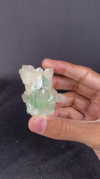 Green Apophyllite With Stilbite Natural Mineral Specimen # B 6866