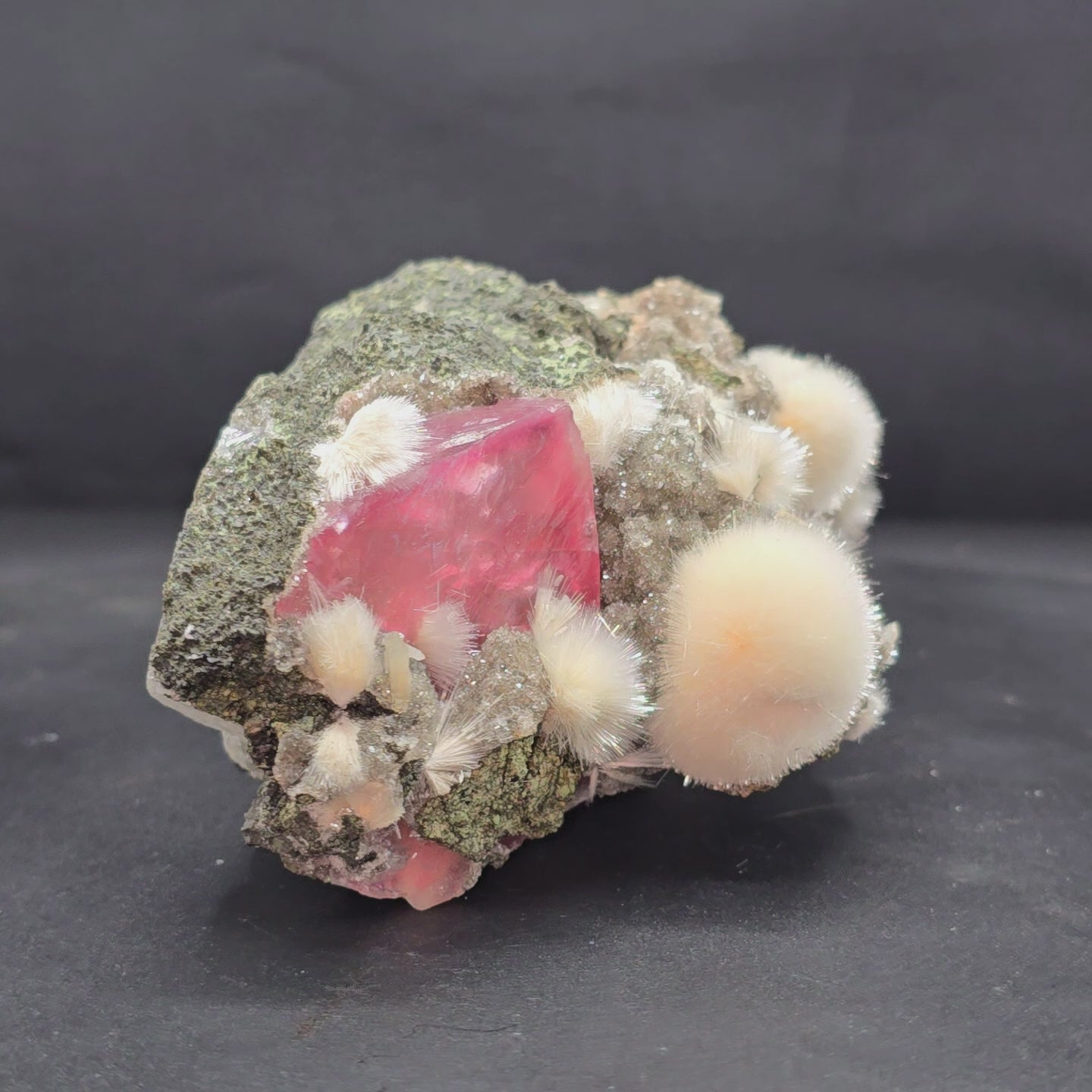 Rare Huge Moldy Raspberry Calcite with Mesolite Natural Mineral Specimen.  # GG5