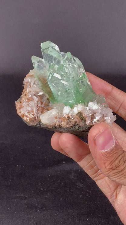 Green Apophyllite with Stilbite Natural Mineral Specimen # B 6870