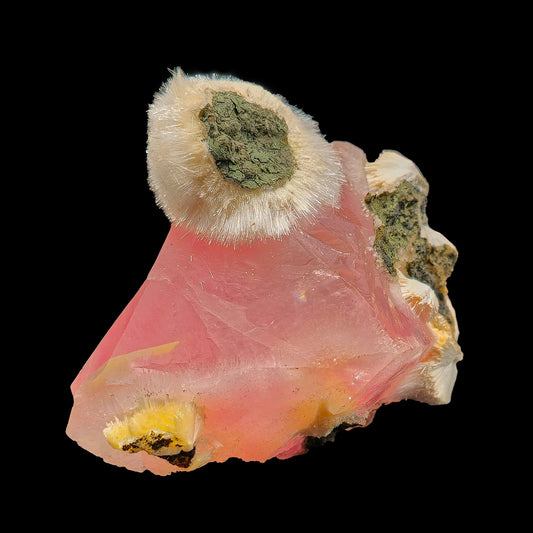 Rare Moldy Raspberry Calcite with Mesolite Natural Mineral Specimen.  # GG8