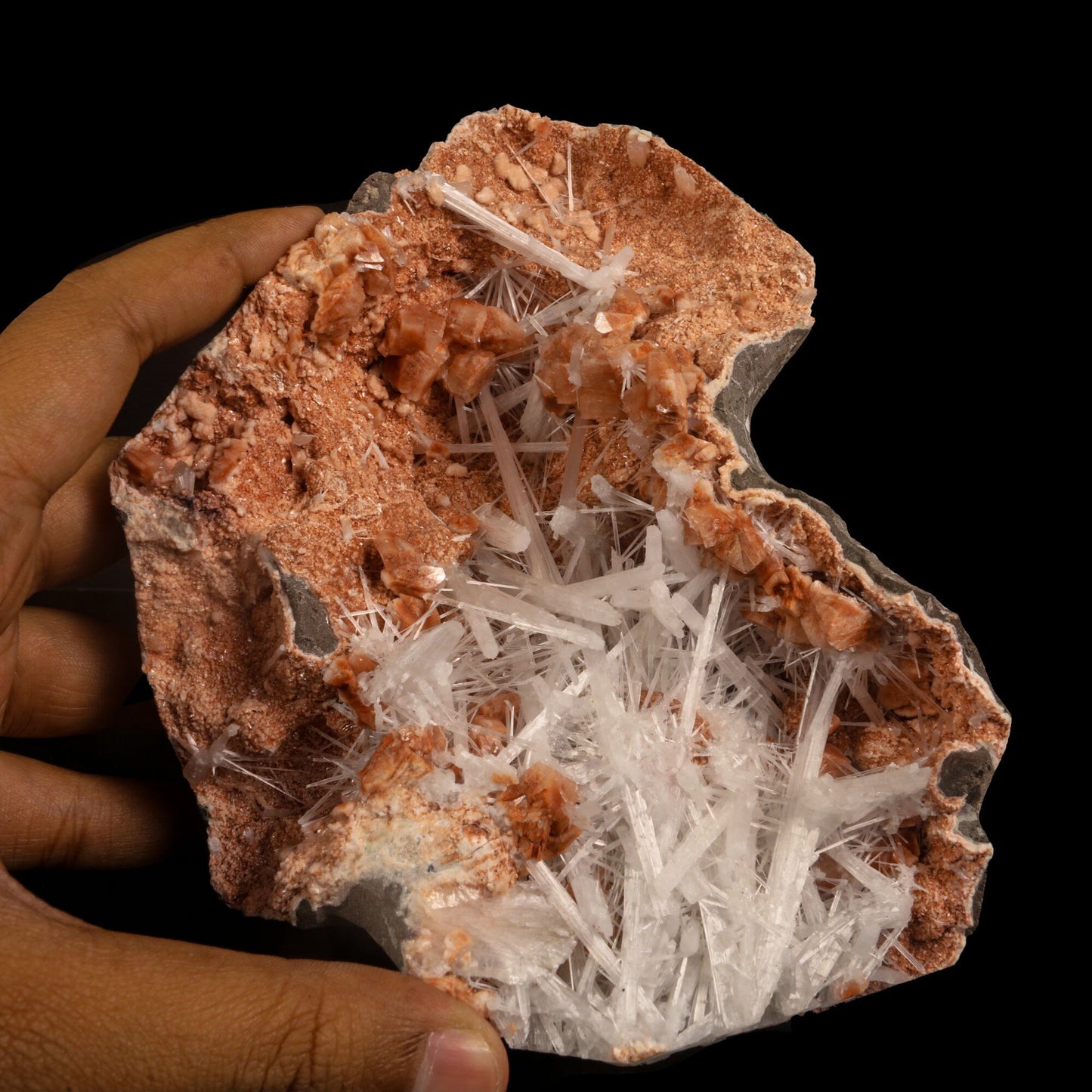 Scolecite with Heulandite in Geode Natural Mineral Specimen # B 6980