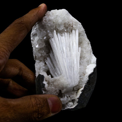 Selfstanding Scolecite Spray Geode With MM Quartz Natural Mineral Specimen # B 6894