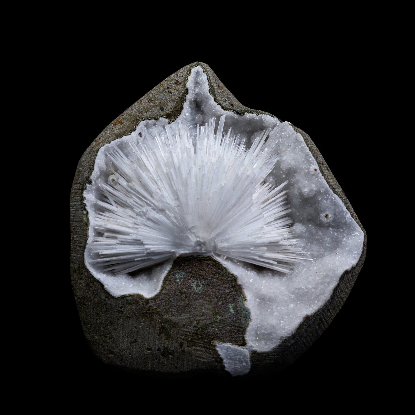 Selfstanding Scolecite Spray Geode With MM Quartz Natural Mineral Specimen # B 6896