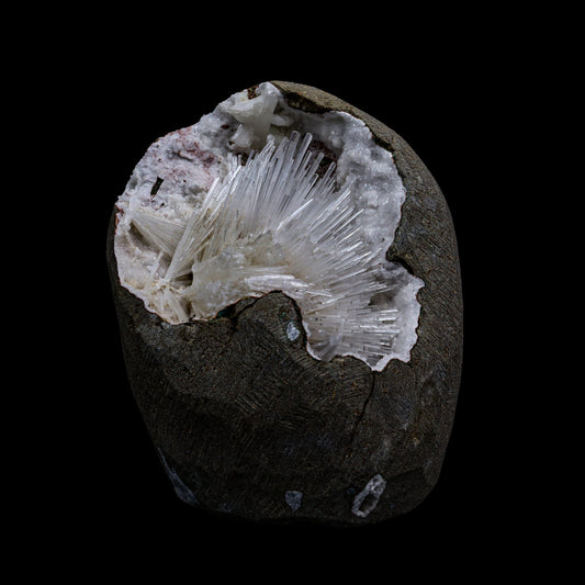 Selfstanding Scolecite Spray Geode With MM Quartz Natural Mineral Specimen # B 6899