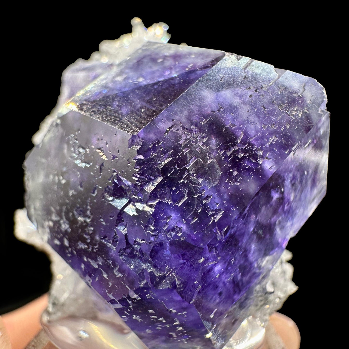 "Tanzanite" Fluorite With Quartz Natural Mineral Specimen