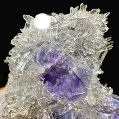 "Tanzanite" Fluorite With Quartz Natural Mineral Specimen