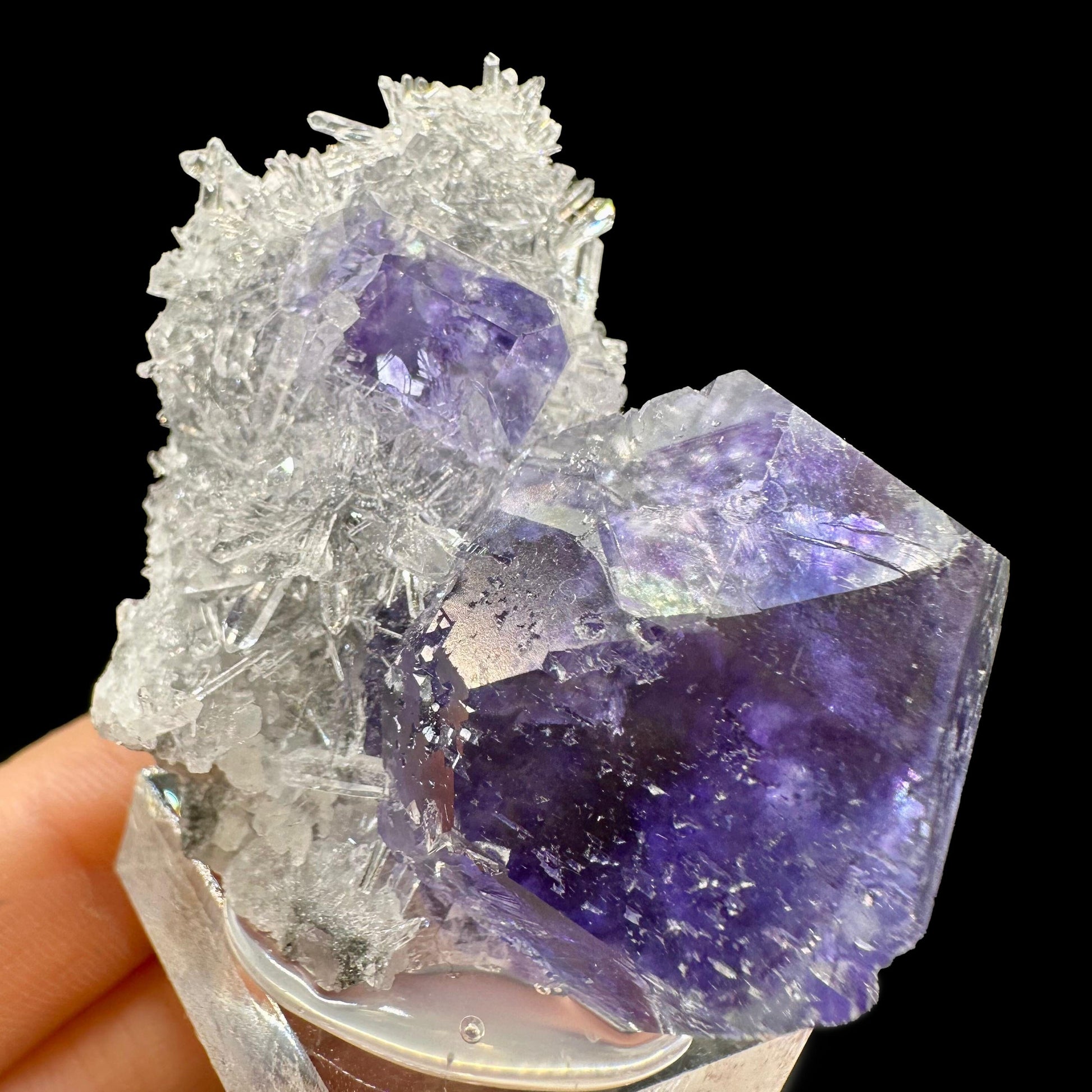 "Tanzanite" Fluorite With Quartz Natural Mineral Specimen