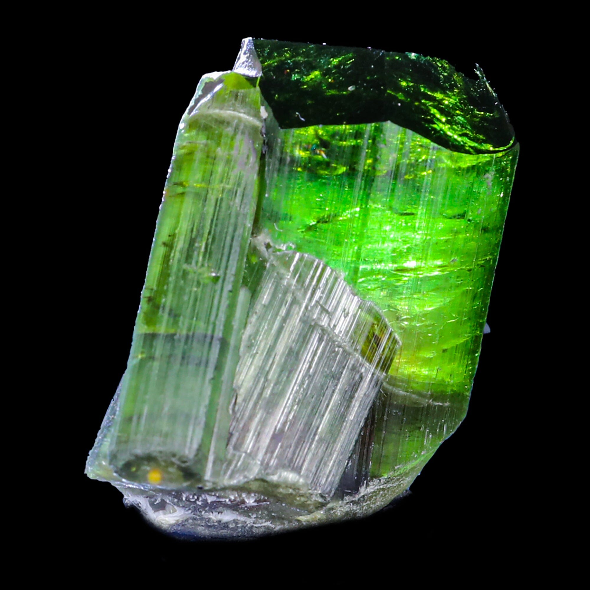 Green hot cap tourmaline specimen