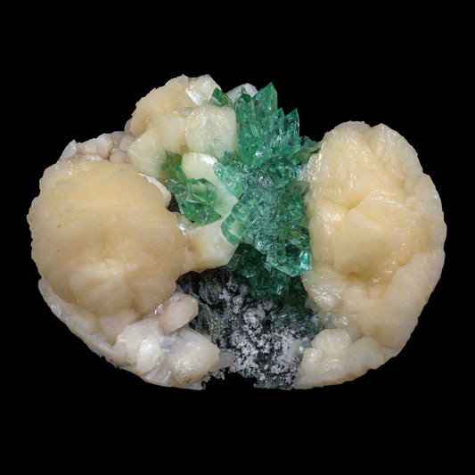 Top Rare Green Floral Apophyllite with Stilbite Natural Mineral Specimen USA # B 6921