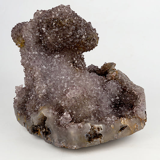 Amethyst Geode with Calcite Unopened Natural Mineral Specimen # B