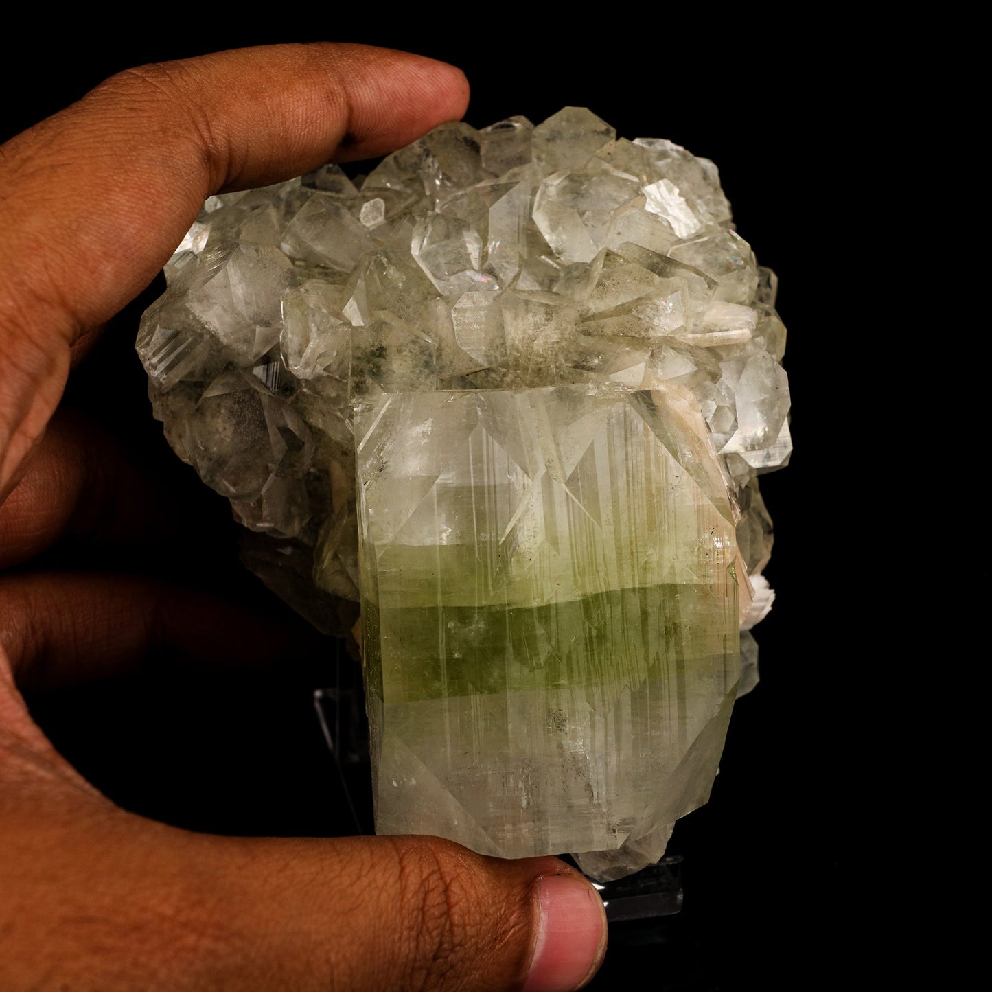 Apophyllite green cube with Stilbite Natural Mineral Specimen # B 5837 Apophyllite Superb Minerals 
