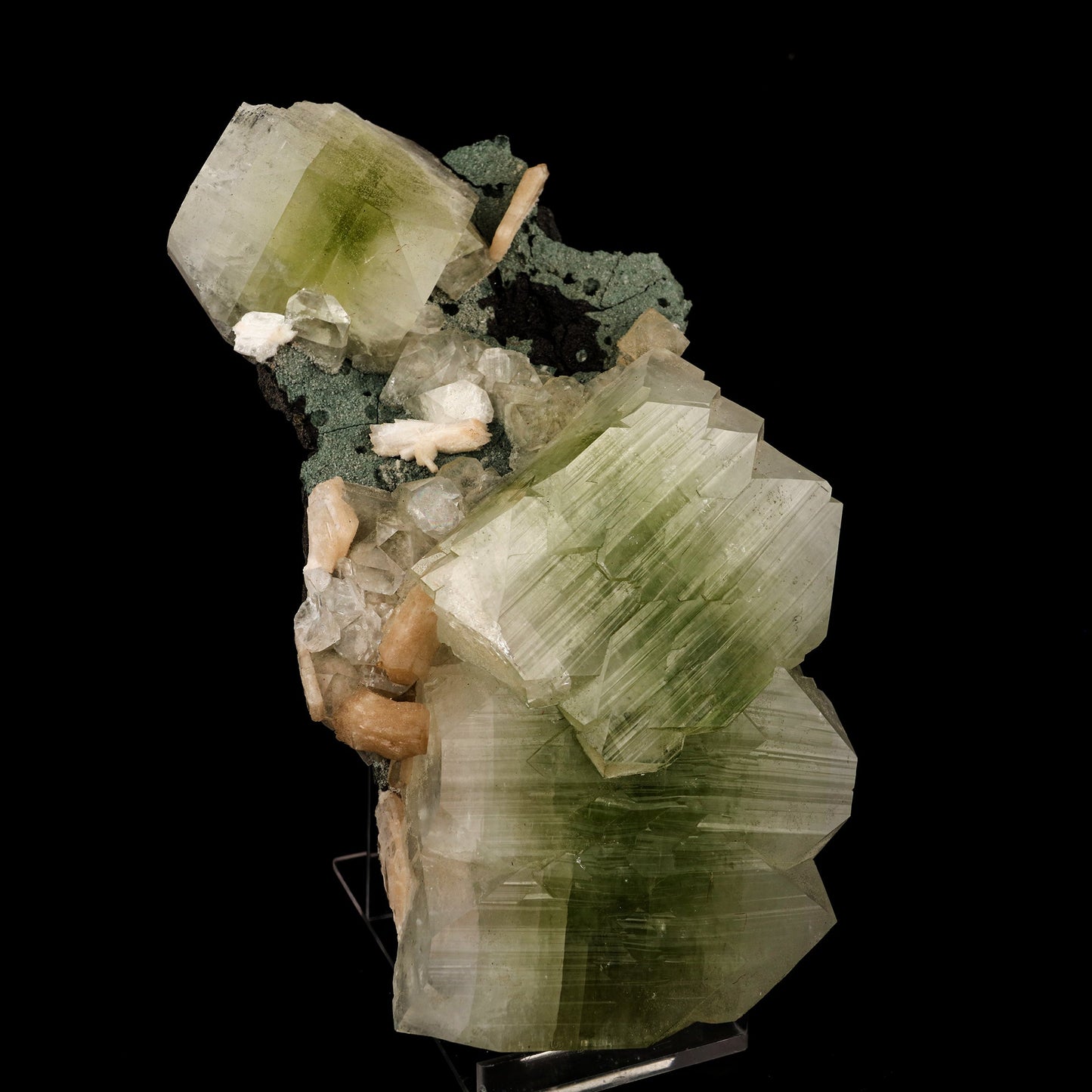 Apophyllite green cube with Stilbite Natural Mineral Specimen # B 5950 Apophyllite Superb Minerals 