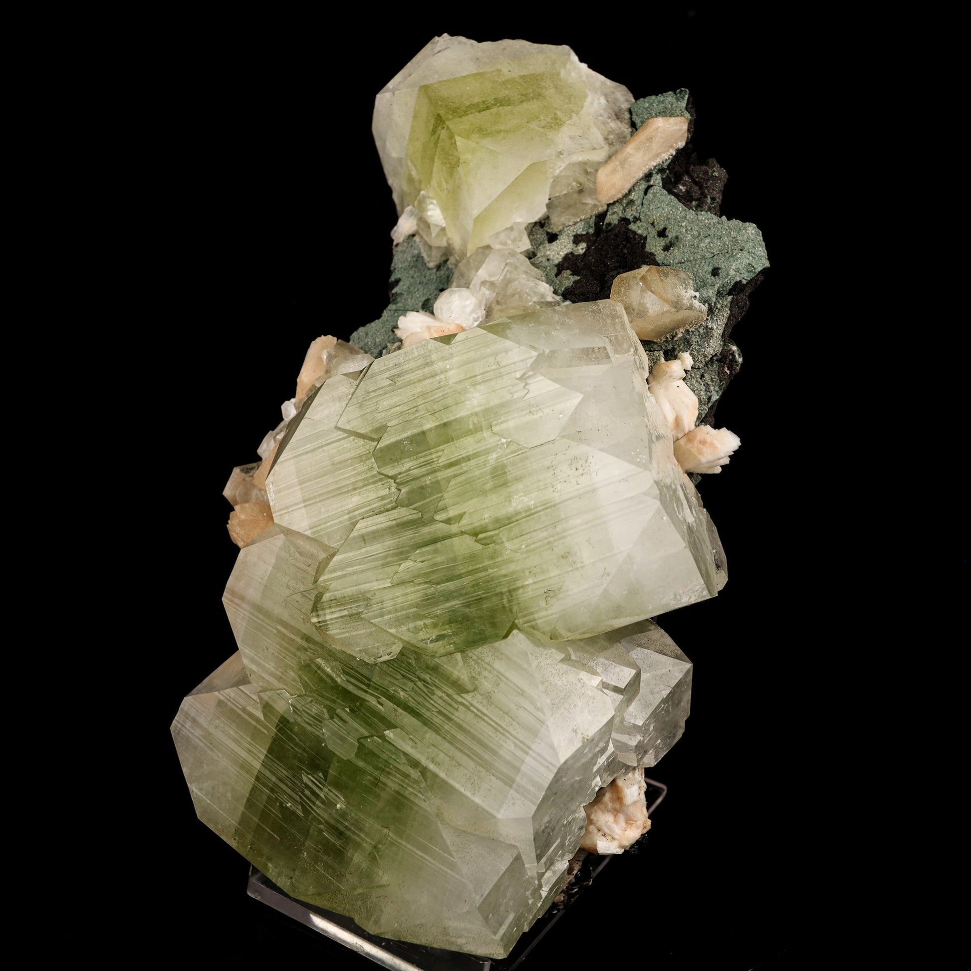 Apophyllite green cube with Stilbite Natural Mineral Specimen # B 5950 Apophyllite Superb Minerals 