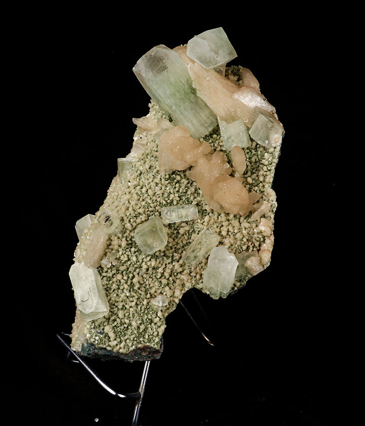 Apophyllite green Cubes with Stilbite and Heulandite Natural Mineral Specimen # B 5518 Apophyllite Superb Minerals 