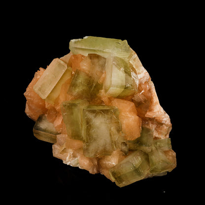 Green Apophyllite Cube with Stilbite Self Standing Natural Mineral Specimen # B 6250 Apophyllite Superb Minerals 