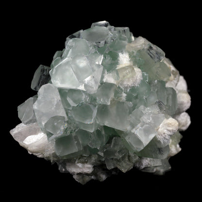 Green Apophyllite Disco Ball with Stilbite, Mordenite Natural Mineral …  https://www.superbminerals.us/products/green-apophyllite-disco-ball-with-stilbite-mordenite-natural-mineral-specimen-b-4389  Features:Stunning clusters of glassy, gemmy, bi-colored, tetragonal apophyllite crystals are artistically centered on creamy stilbite crystals & Mordenite on this outstanding large specimen from Ahmadnagar. The crystals have rich mint-green bodies and limpid colorless terminations. The fantastic "disco ball" 