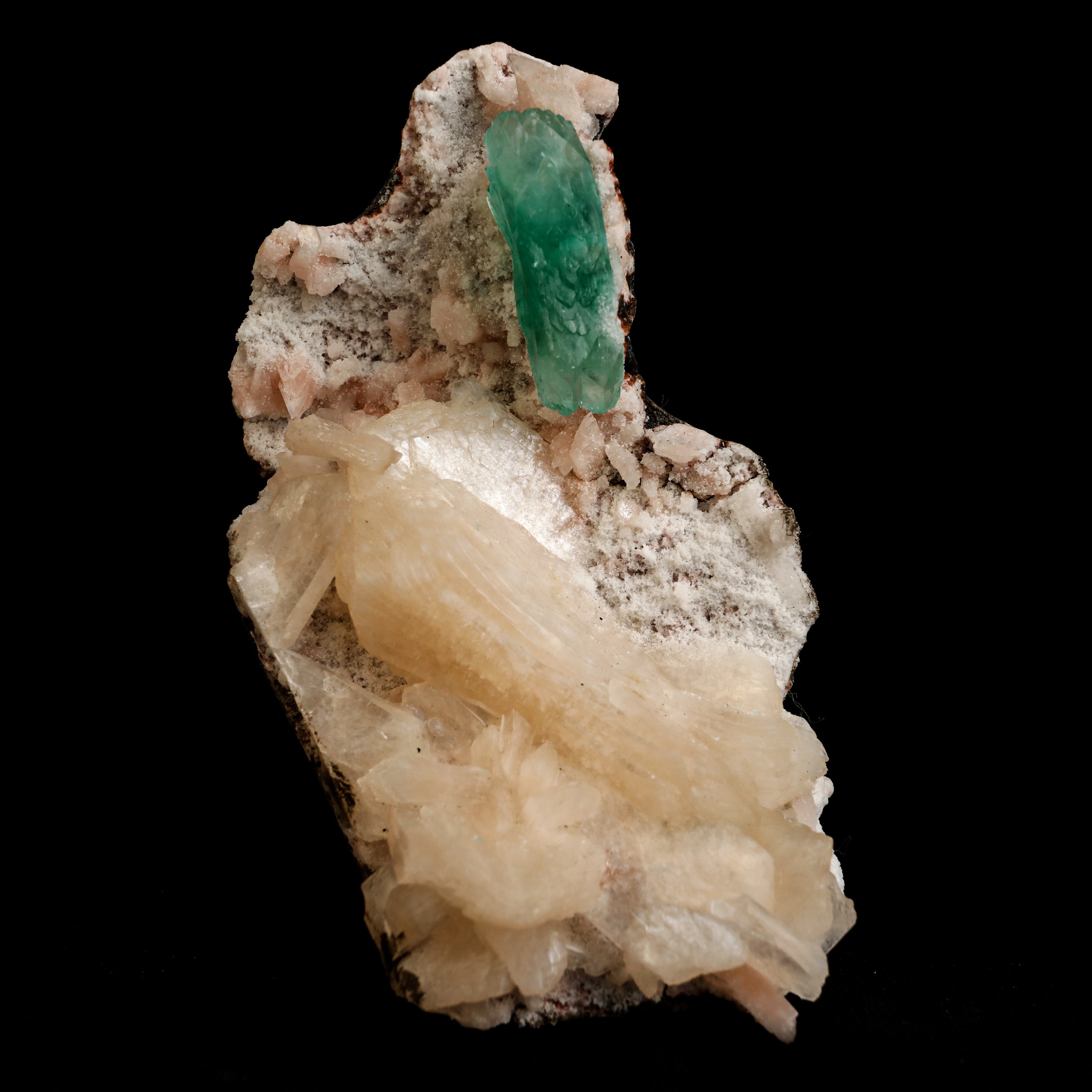 Large Green Apophyllite w. Peach Stilbite sold Cluster | Apophyllite Crystal Specimen