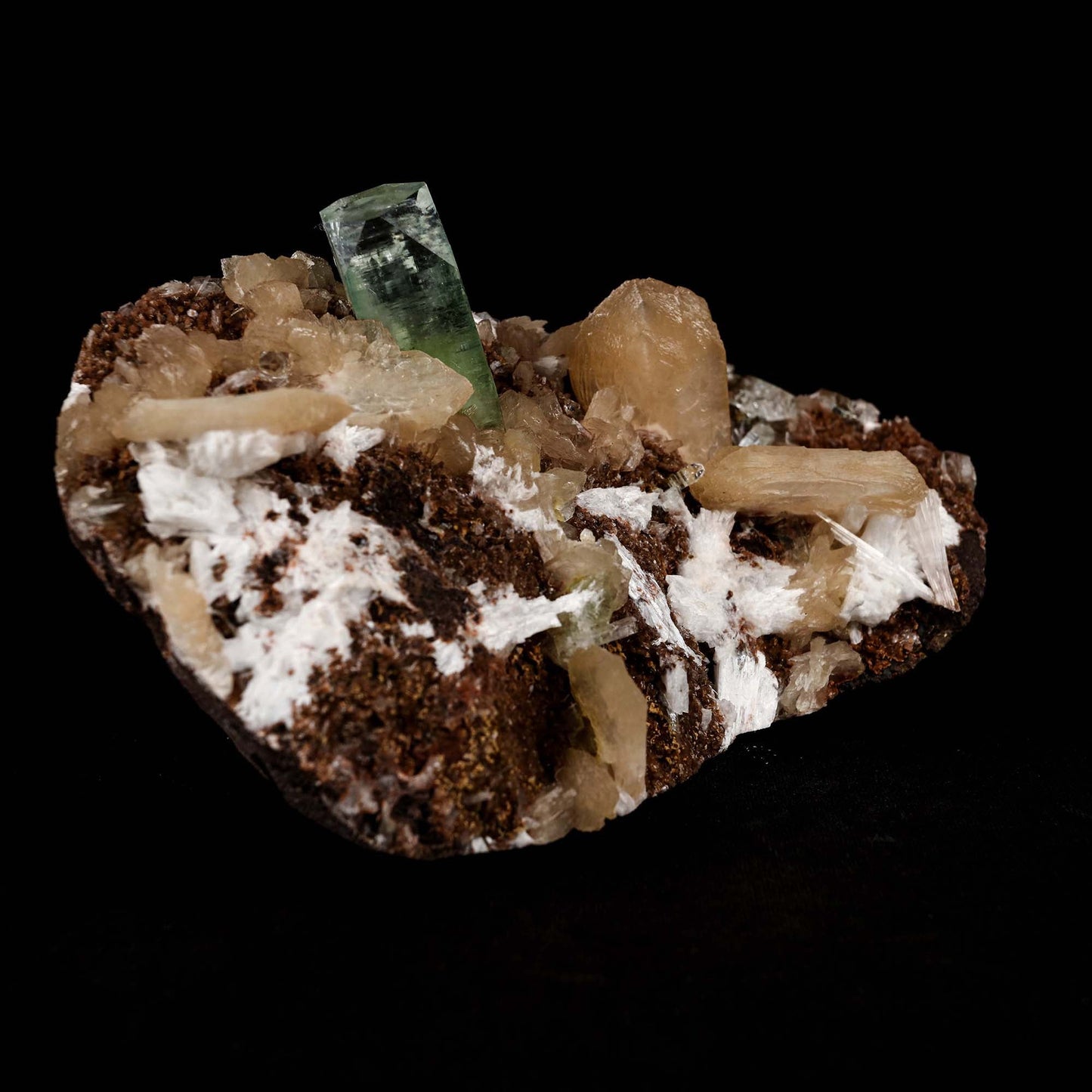 Green Apophyllite with Stilbite on Heulandite Natural Mineral Specimen…  https://www.superbminerals.us/products/green-apophyllite-with-stilbite-on-heulandite-natural-mineral-specimen-b-5180  Features: Transparent green apophyllite crystals long with lustrous crystal faces and steep pyramidal terminations on matrix coated with lustrous peach-baggie coloured Stilbite crystals of varying sizes. Primary Mineral(s): Apophyllite Secondary Mineral(s): StilbiteMatrix: N/A 6 Inch x 4 InchWeight : 735 GmsLocality: