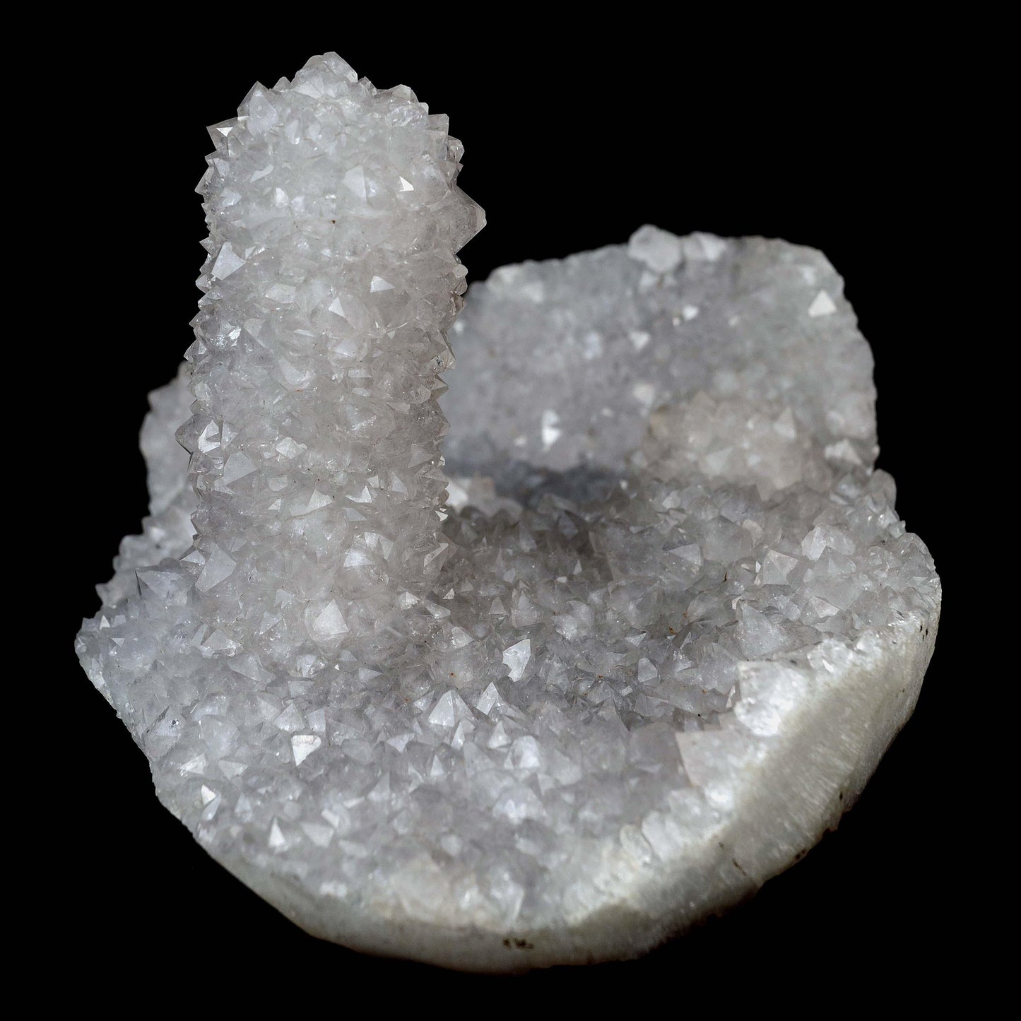 MM Quartz Sparkling Stalactite Natural Mineral Specimen # B 4257  https://www.superbminerals.us/products/mm-quartz-sparkling-stalactite-natural-mineral-specimen-b-4257  Features:A very aesthetic specimen of transparent clear&nbsp; Quartz crystals completely covering all sides of a&nbsp; high stalactites as well as two smaller adjoining stalactites, making for great symmetry. A beautiful showy piece in excellent condition.Primary Mineral(s): MM Quartz