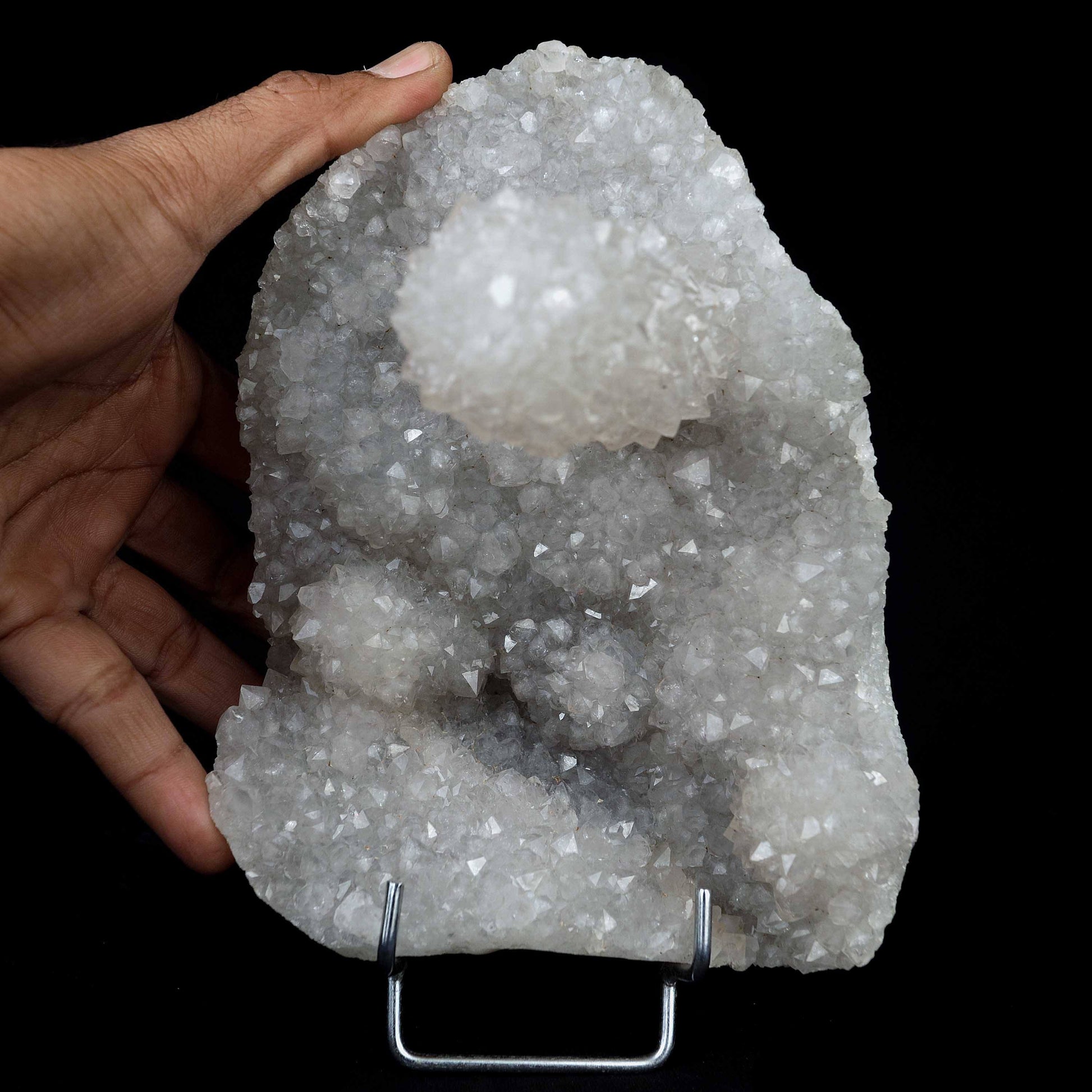 MM Quartz Sparkling Stalactite Natural Mineral Specimen # B 4257  https://www.superbminerals.us/products/mm-quartz-sparkling-stalactite-natural-mineral-specimen-b-4257  Features:A very aesthetic specimen of transparent clear&nbsp; Quartz crystals completely covering all sides of a&nbsp; high stalactites as well as two smaller adjoining stalactites, making for great symmetry. A beautiful showy piece in excellent condition.Primary Mineral(s): MM Quartz