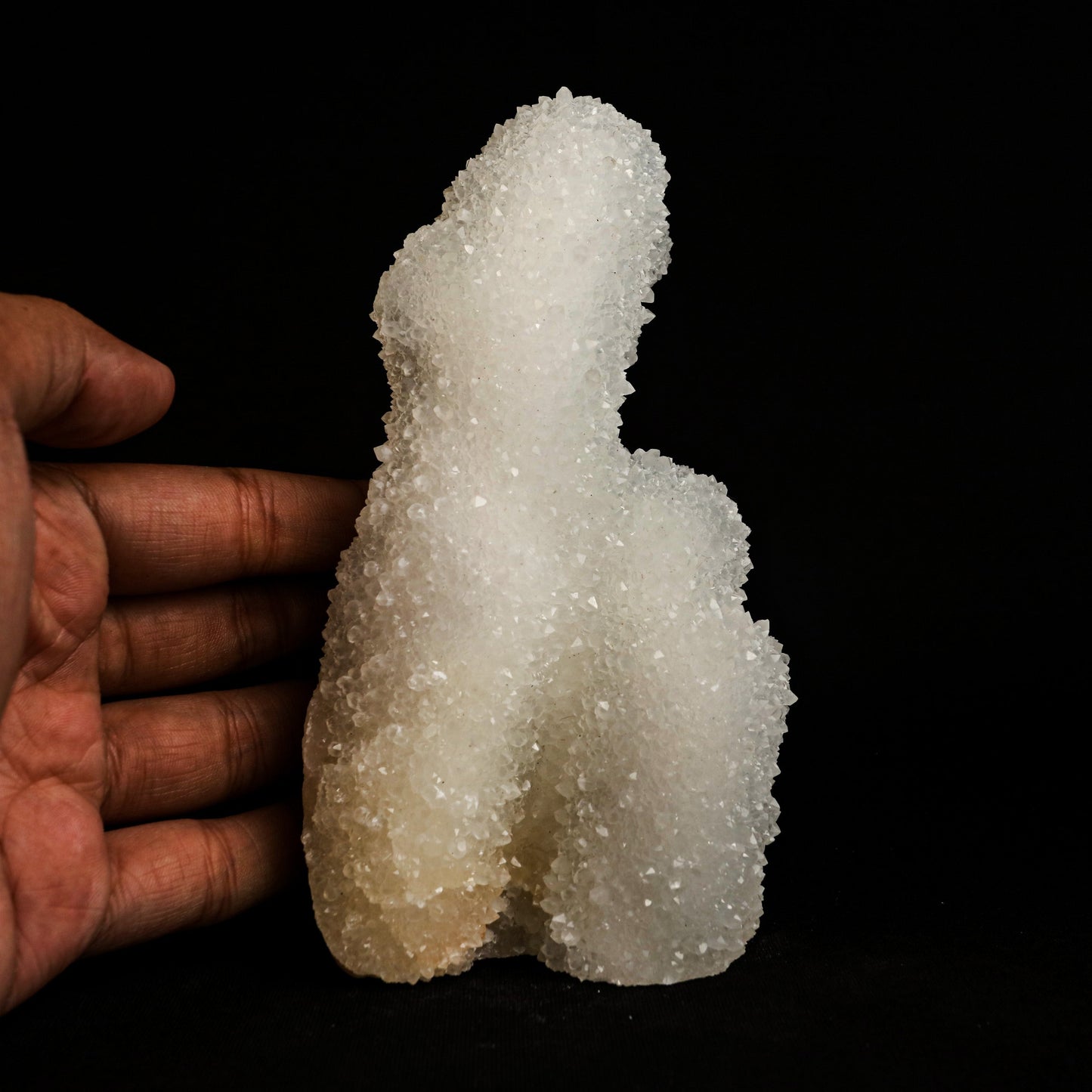 MM Quartz Stalactites Natural Mineral Specimen # B 5041  https://www.superbminerals.us/products/mm-quartz-stalactites-natural-mineral-specimen-b-5041  Features: A very aesthetic specimen of transparent clear&nbsp; Quartz crystals completely covering all sides of a 6inch high stalactite as well as two smaller adjoining stalactites, making for great symmetry. A beautiful showy piece in excellent condition. Primary Mineral(s): QuartzSecondary Mineral(s): N/A