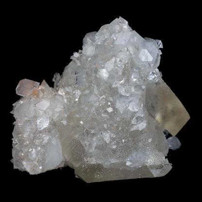 Pseudo Calcite with Apophyllite Natural Mineral Specimen # B 4632  https://www.superbminerals.us/products/pseudo-calcite-with-apophyllite-natural-mineral-specimen-b-4632  Features: Truly exceptional combination piece with with one of the finest Indian Calcites, lustrous Apophyllite. The centerpiece Calcite is a stunning on the front edge, with superb luster and excellent gemminess. The front edge is also the main twinning plane. What makes the Calcite itself even more exceptional 