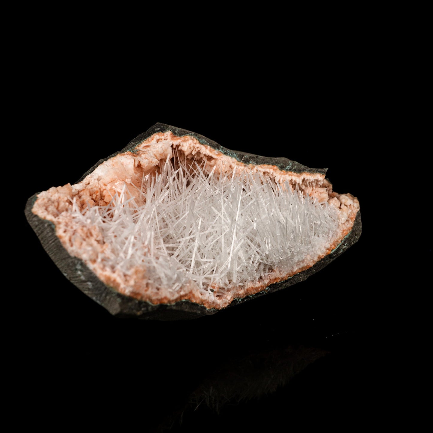 Scolecite Sprays Inside Heulandite Geode Natural Mineral Specimen # B 5795 Scolecite Superb Minerals 