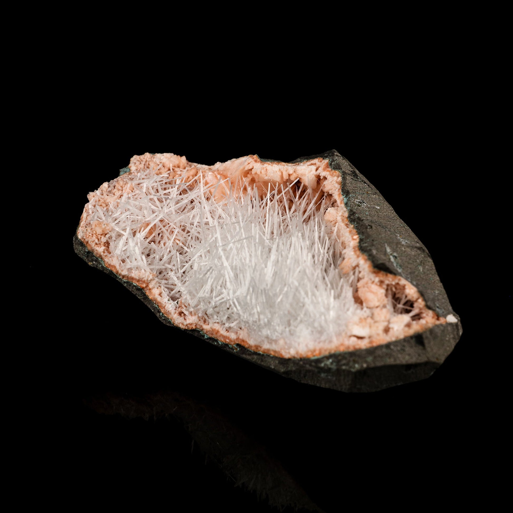 Scolecite Sprays Inside Heulandite Geode Natural Mineral Specimen # B 5795 Scolecite Superb Minerals 