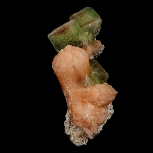 Terminated Green Apophyllite with Stilbite Natural Mineral Specimen # B 5074 Apophyllite Superb Minerals 